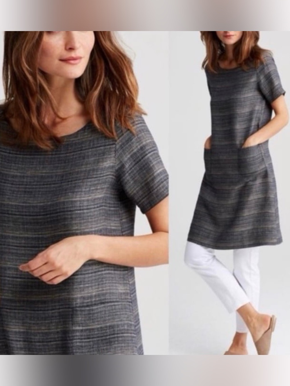 Eileen Fisher Linen Dress in Grey size S